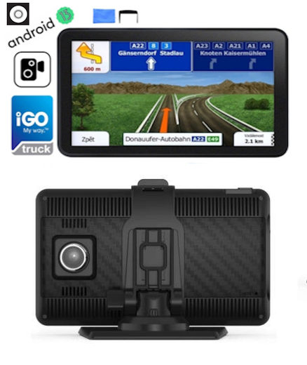 Android DVR GPS navigace pro kamiony a autobusy, varianty